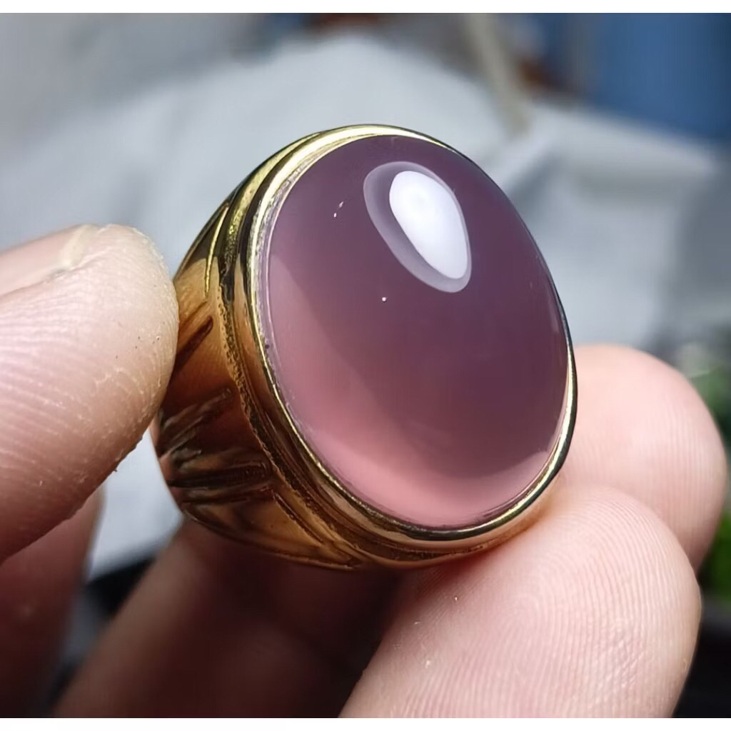 CINCIN BATU AKIK LAVENDER BATU RAJA KRISTAL 100%ORI