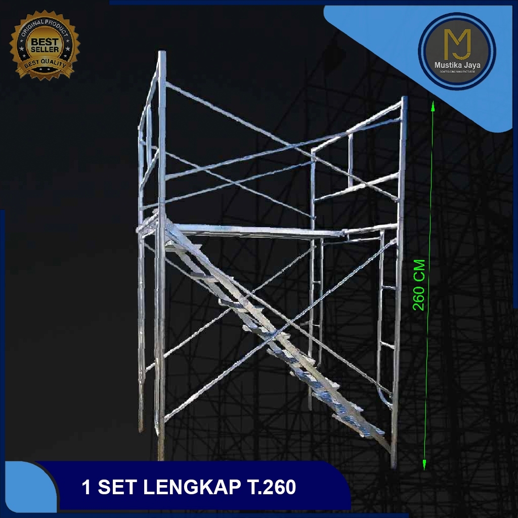 1 SET SCAFFOLDING LENGKAP TINGGI 260 CM STEGER PERANCAH - GALVANIS
