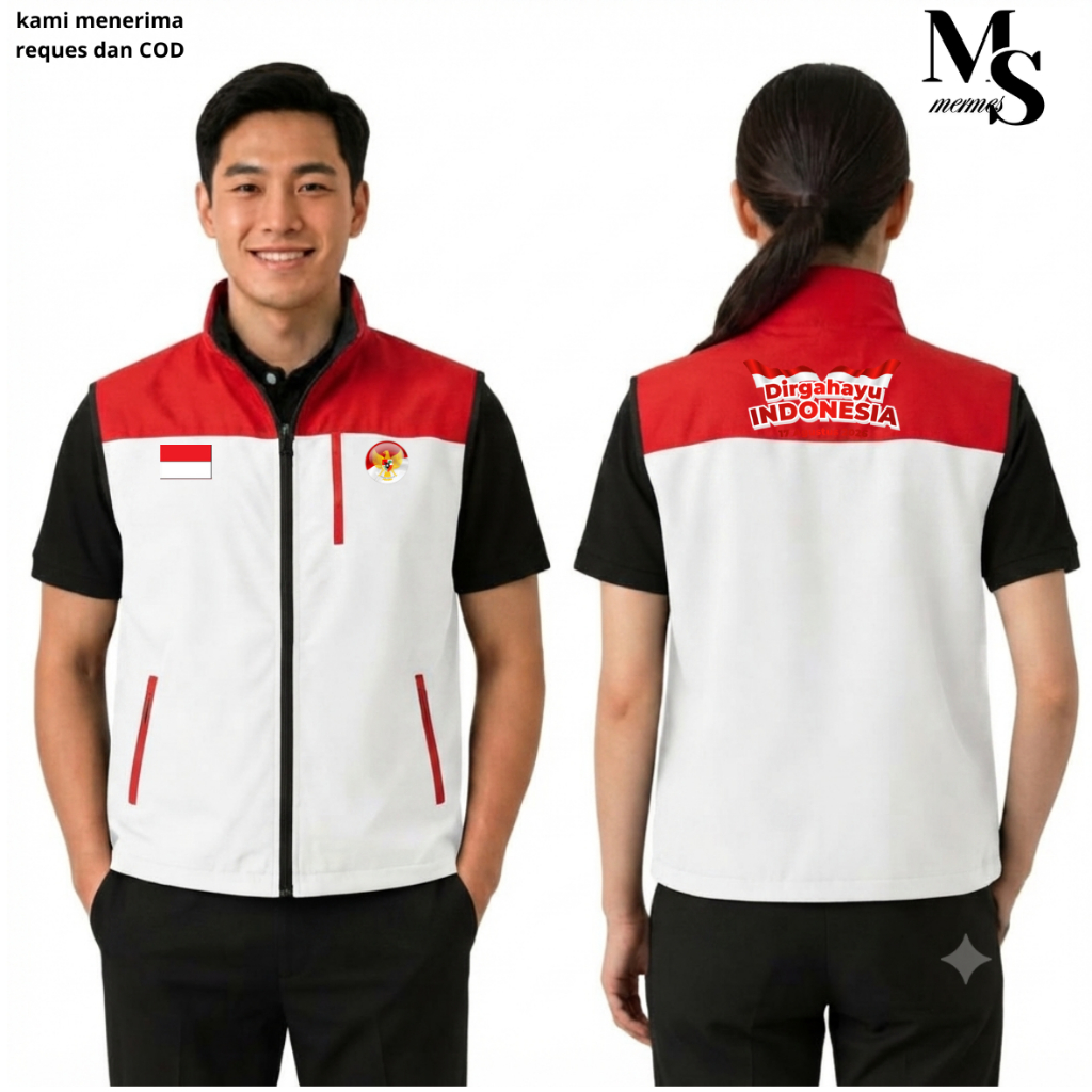 Rompi Dirgahayu 17 Agustus Terbaru- Rompi Kemerdekaan Indonesia Premium | Rompi Merah Putih Custom L