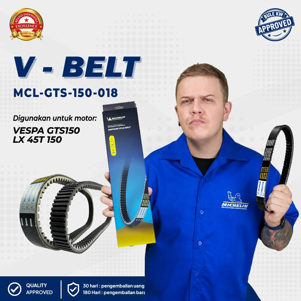 VANBELT MICHELIN VESPA MATIC GTS 150 ORIGINAL GARANSI 6 BULAN