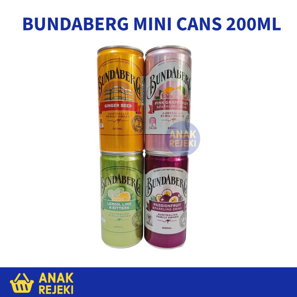 Bundaberg Can Ginger Beer - Passionfruit - Lemon Lime - Grapefruit 200ml - Minuman Kaleng Sparkling 