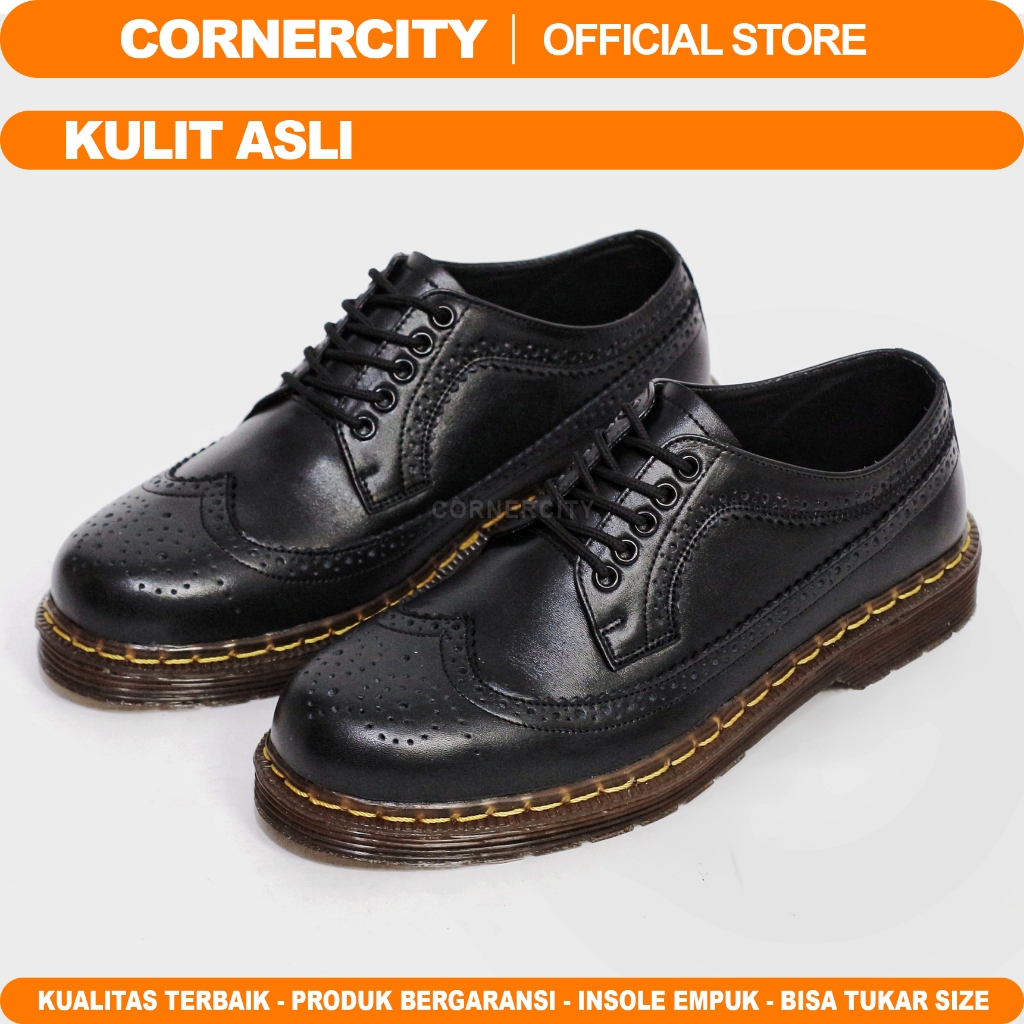 Cornercity Kavi - Sepatu Pria Wingtip Docmart Kulit Asli