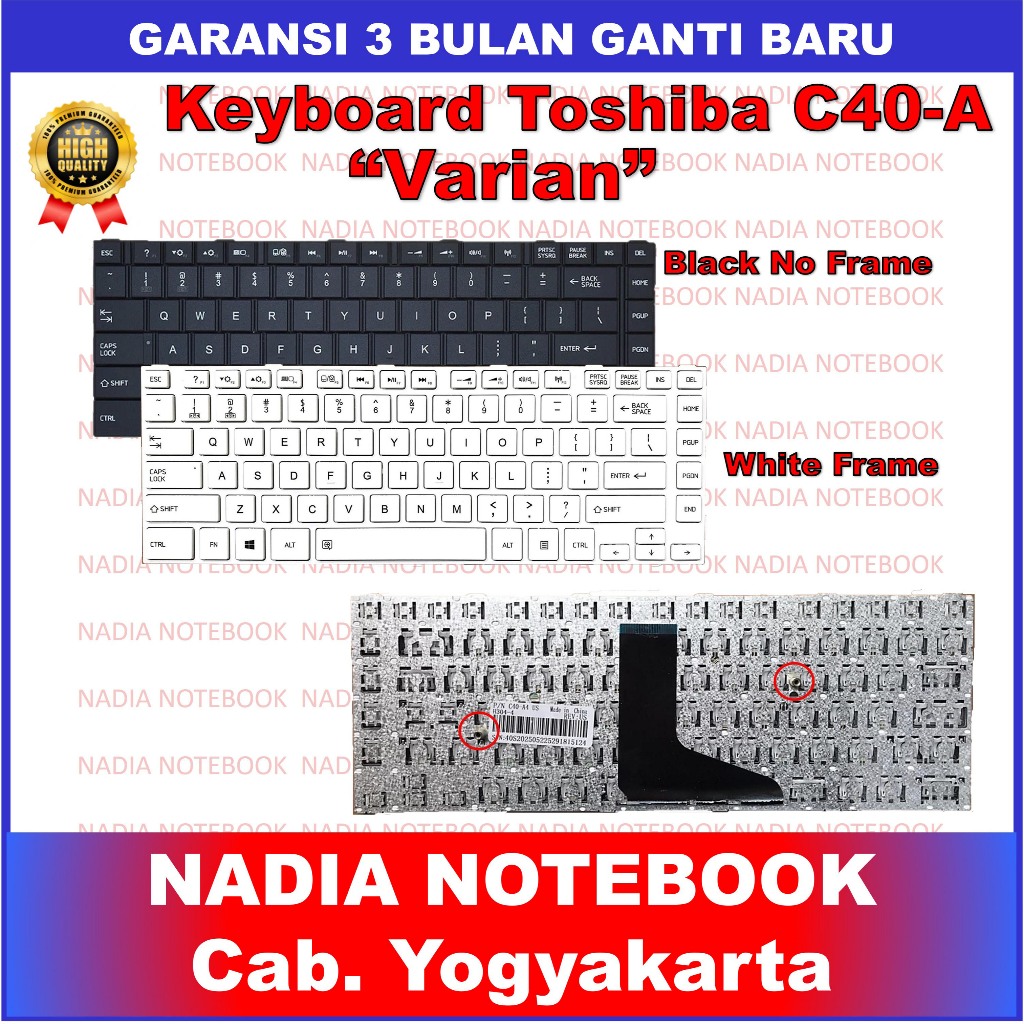 Keyboard Untuk Toshiba Satellite C40A C40-A C40 Putih White