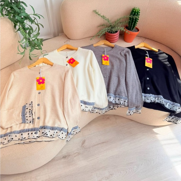 [ALLN Knitwear] Celine Cardigan Ruffle Renda