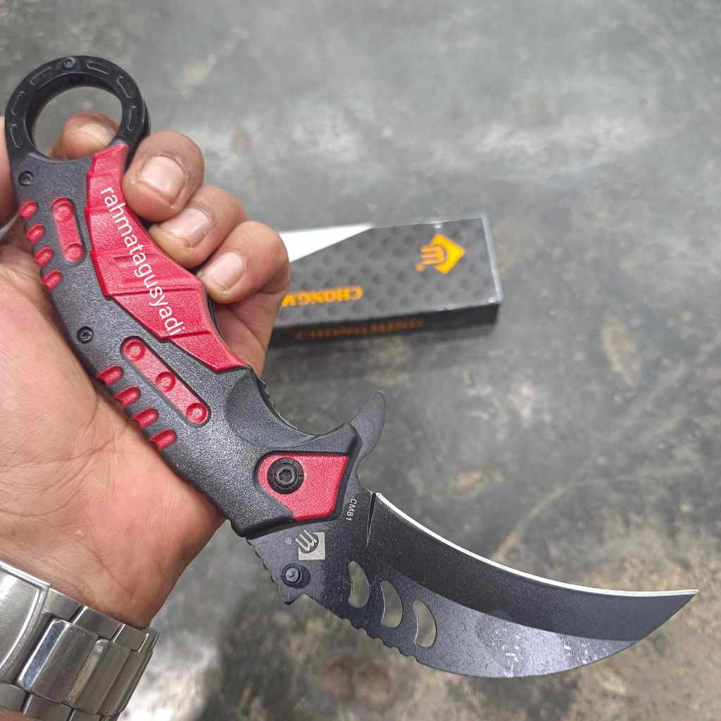 Pisau Survival/Kerambit Lipat Baja Outdoor 11 Inch Automatic