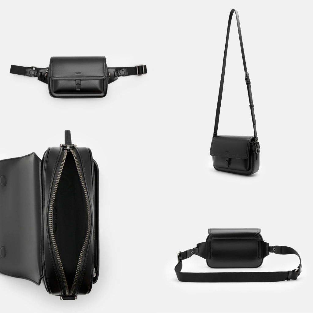 Pedro Man Tas Pinggang Jatte Hitam Black Cognac Beige Textured Pria Cowok Laki-Laki Accessories