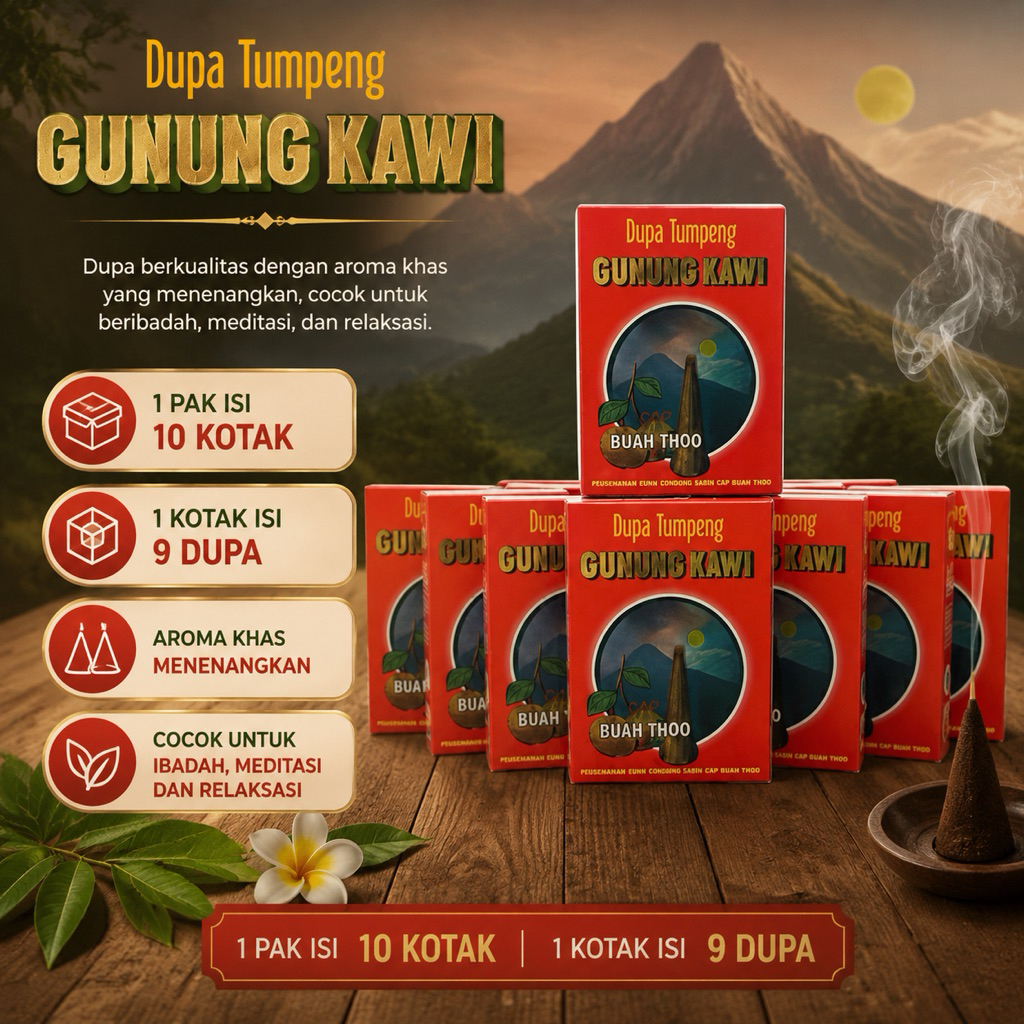 dupa kerucut gunung kawi merah cap buah thoo