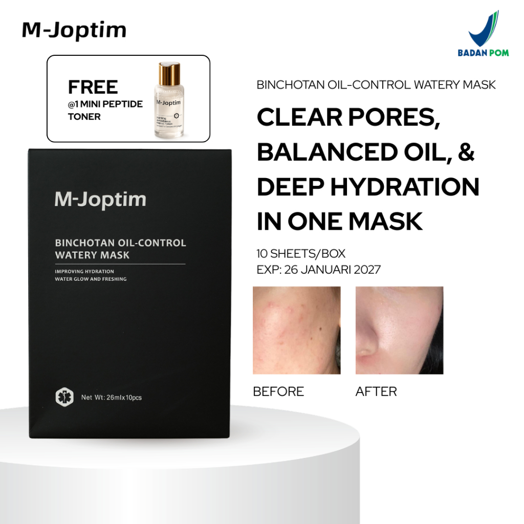 [FREE MINI PEPTIDE TONER] M-Joptim Binchotan Oil-Control Watery Mask | Masker Wajah Untuk Meredakan 