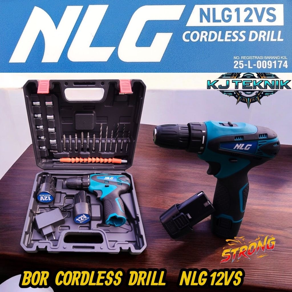 NLG Bor Cordless 12V NLG-12VS Bor Baterai  Cordless Drill 21V NLG Murah / Bor Charger Bor Cas NLG 12