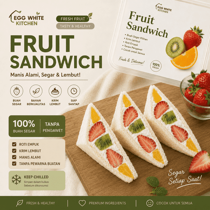 sandwich buah 3pcs | fruit sandwich | fruit sando