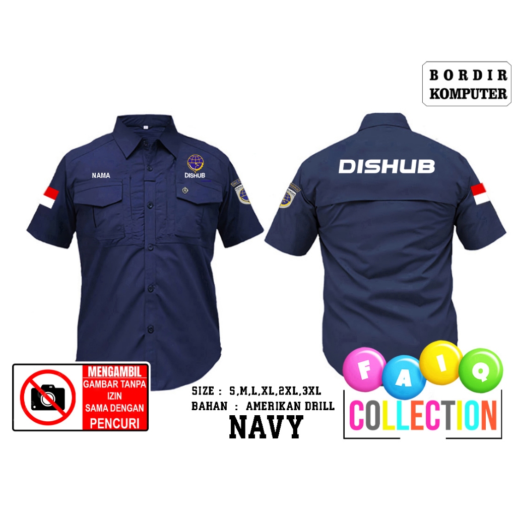 Kemeja Bordir Kemeja Tactical M - TAC DISHUB - DINAS PERHUBUNGAN Free Nama Dada - Kemeja Tactical Ou