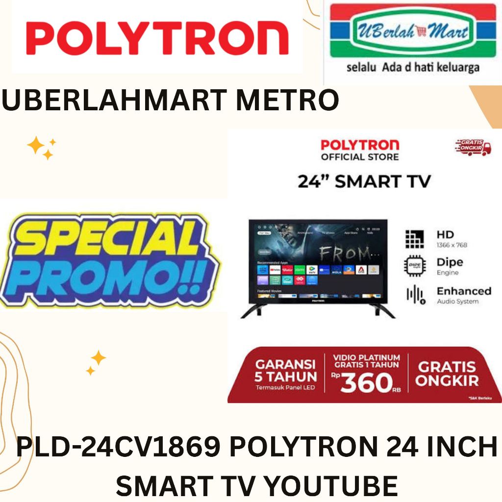 POLYTRON TV LED 24 INCH SMART TV PLD-24CV1869