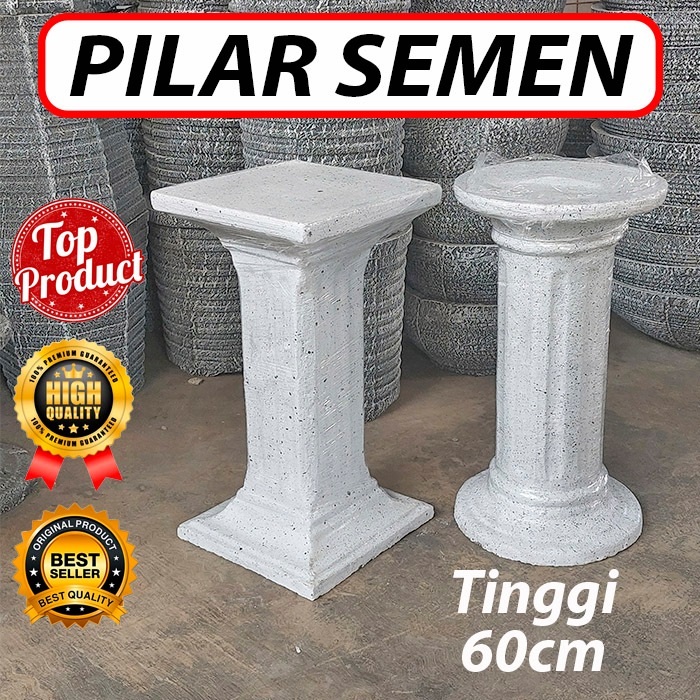 Pilar Semen MOTIF BERCAK Tinggi 60cm Dudukan Pot Bahan Semen