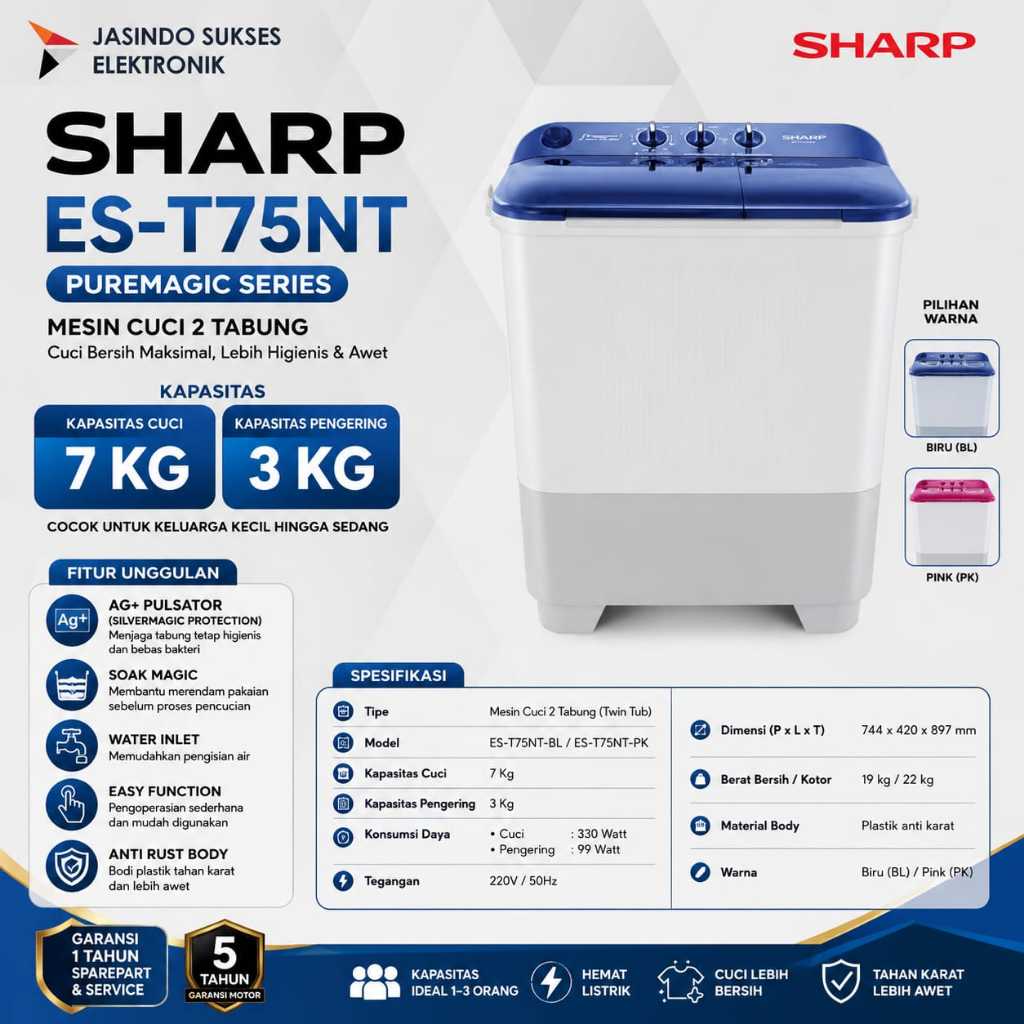 MESIN CUCI SHARP EST-75NT