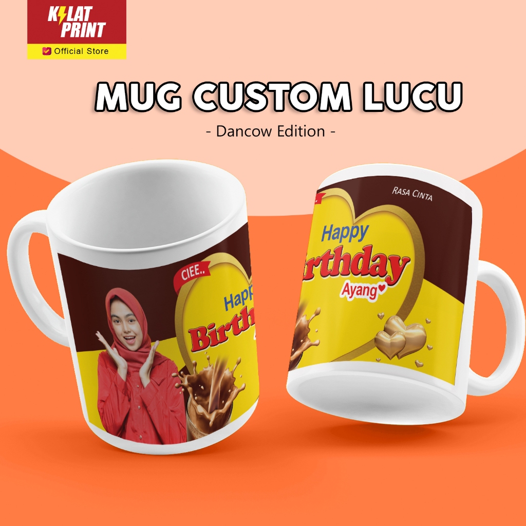 Mug Custom Lucu Hadiah Teman Snack - Dancow