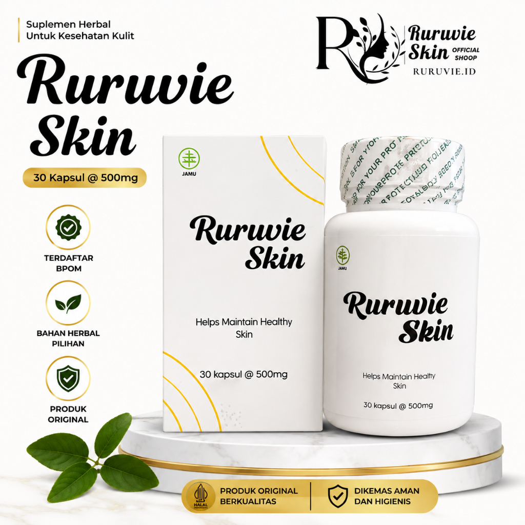 RURUVIE SKIN Kapsul Alami Untuk Mencerahkan Dan Memutihkan Kulit Dari Dalam Halal Bpom
