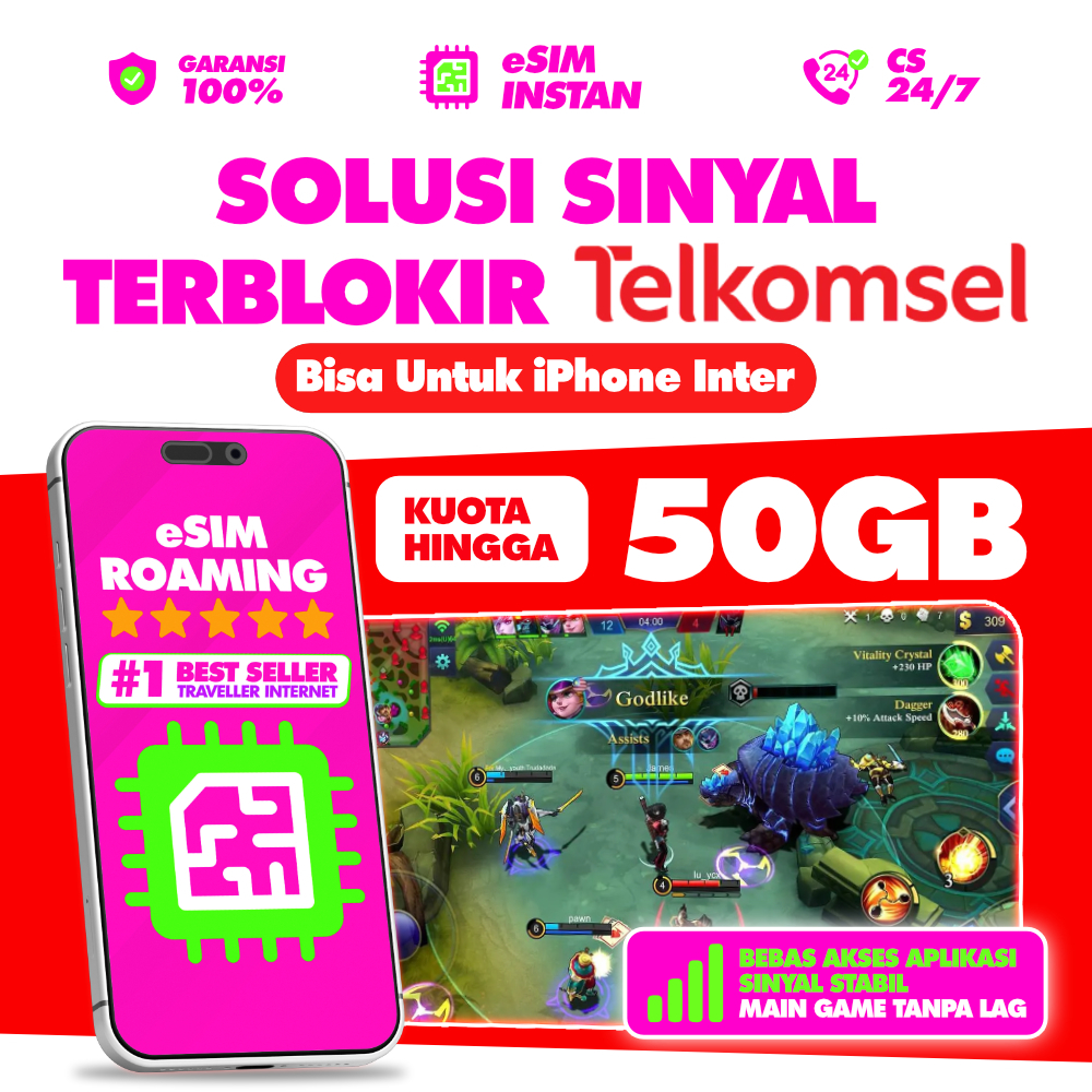 eSIM Indonesia Roaming Telkomsel Anti Blokir HP Inter iPhone | Solusi iMEI iPhone Blokir | DIGITRAVE