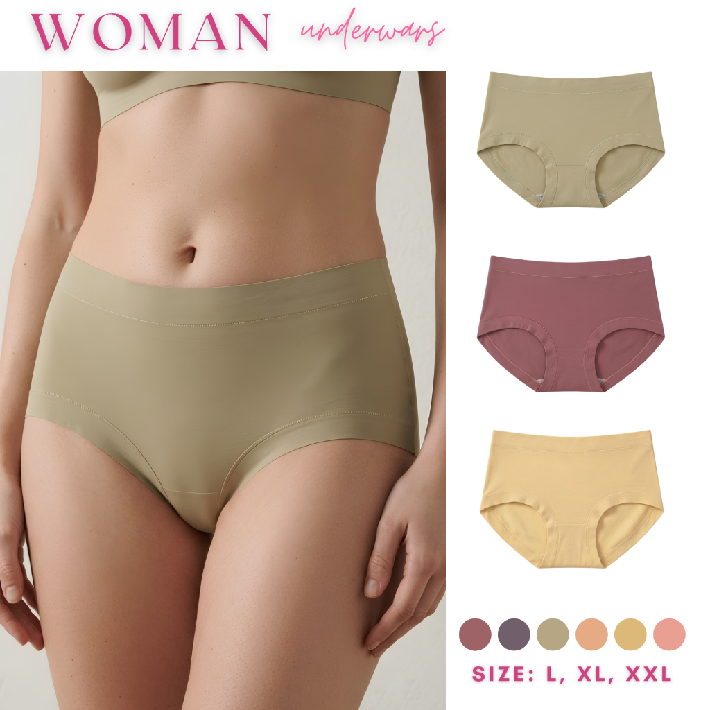 Midi Celana Dalam Wanita Seamless Super Stretch Poliester | CD High Waist Murah Import Ready Stock B