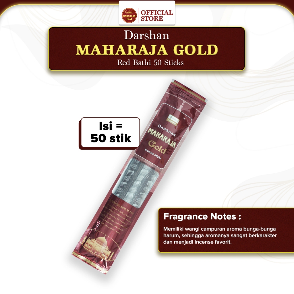 Maharaja Gold Maharaja Dupa India Aromaterapi Red Bathi Darshan Stik Panjang