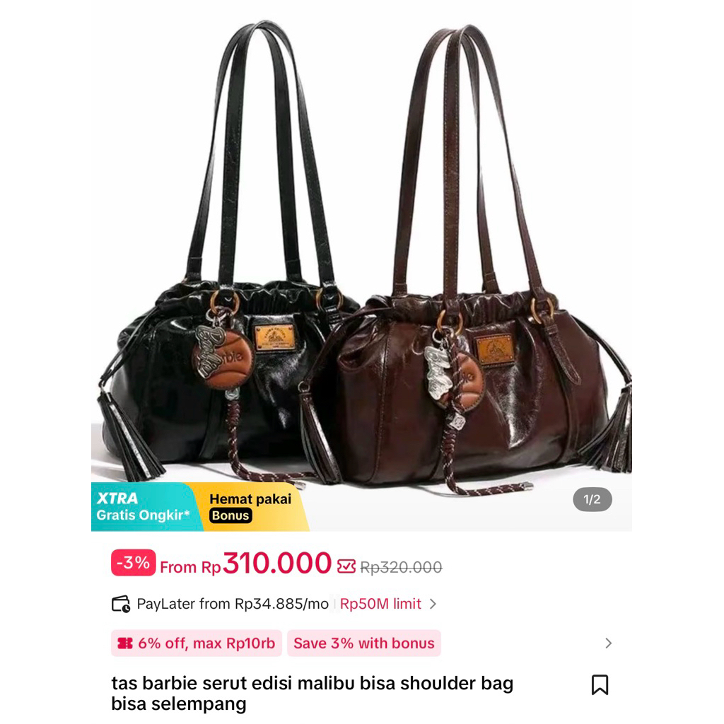 Tas Malibu Serut Barbie (TGI) Original