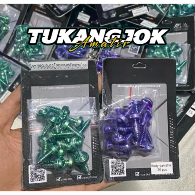 (Set 20/15/10 Biji Baud)Baud Bodi Titanium Honda & Yamaha Baud Sekrup Bodi Motor Titanium Original