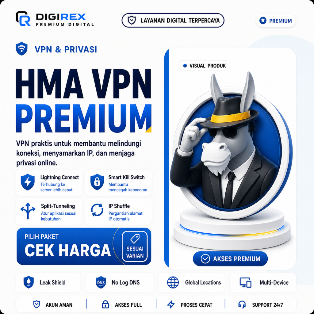 HMA VPN PREMIUM PRIVATE FULL GARANSI