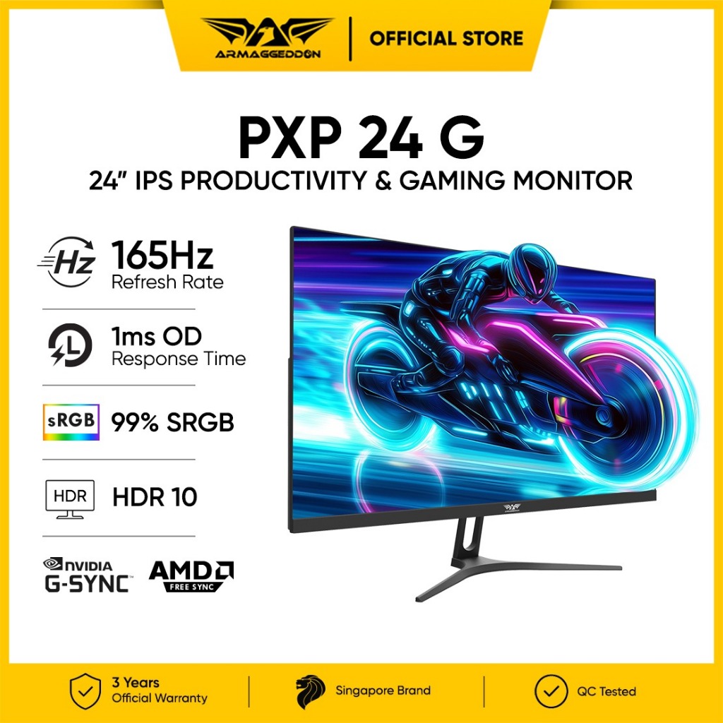 Armaggeddon Monitor Gaming 24 Inch FHD 165Hz IPS 1ms PXP 24G Black | Garansi 3 Tahun