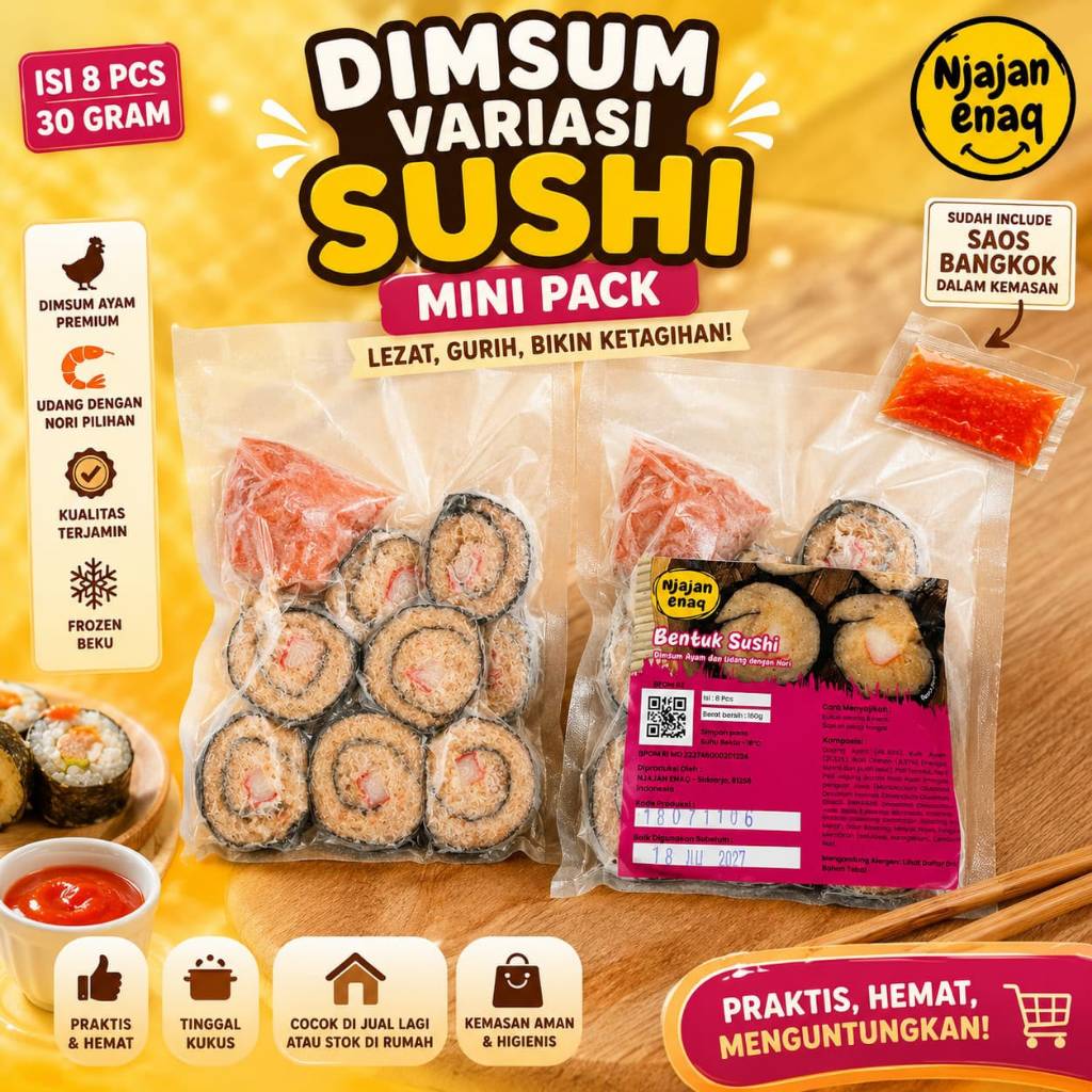 NJAJAN ENAQ - Special Variasi Dimsum SUSHI 20gr PACK ISI 8 Dimsum Frozen food - Halal Premium