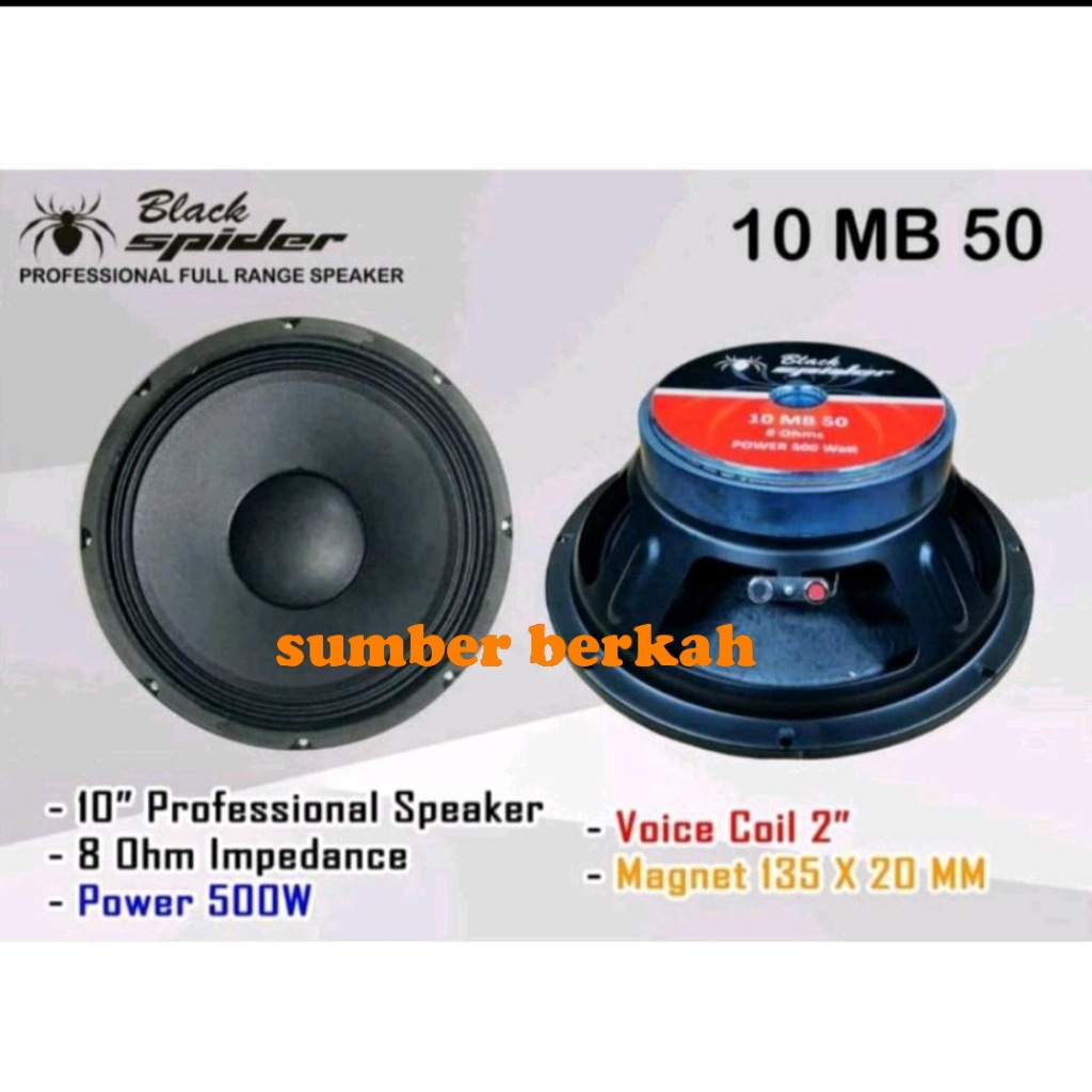 Speaker 10 inch Black Spider 10 MB 50 Full Range Mid Low BS 10MB50 Blackspider 10 MB 50 BS10MB50