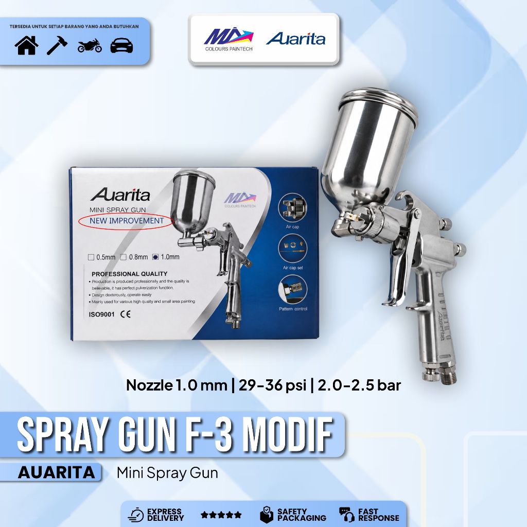Spray Gun Auarita F3 New Improvement - F3 Modif Nozzle 1.0 mm