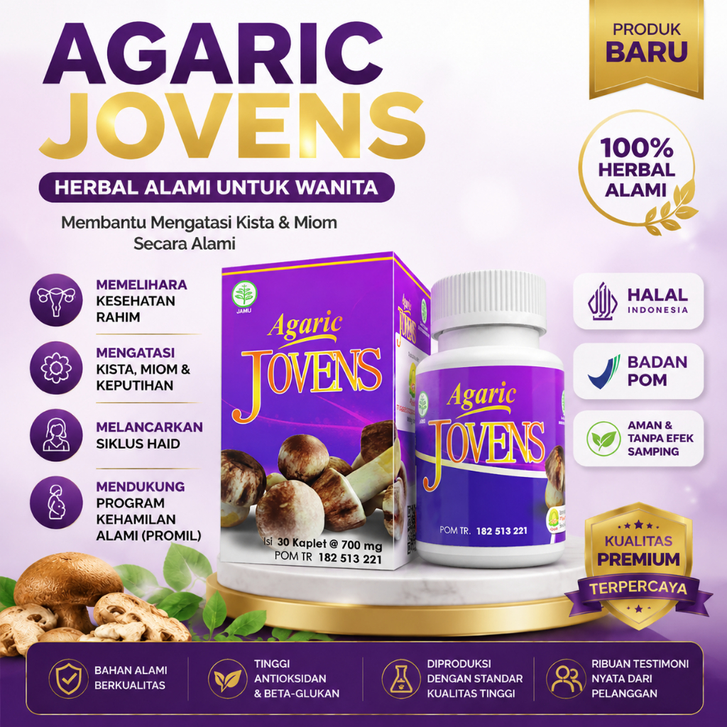 AGARIC Jovens Herbal Obat Kista Miom Benjolan Ovarium PCOS Jamur Dewa