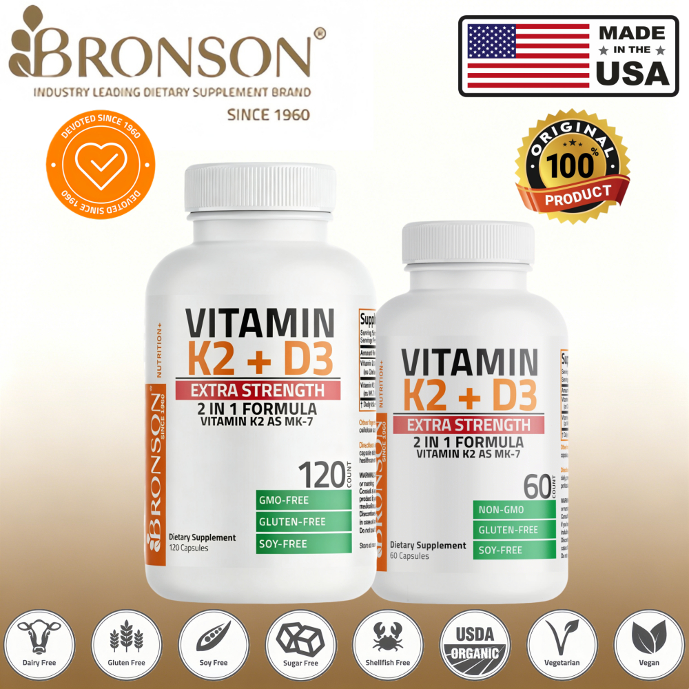 Original 100%Original Bronson Vitamin D3 K2 5000 iu / Vitamin D3 K2 10000 iu