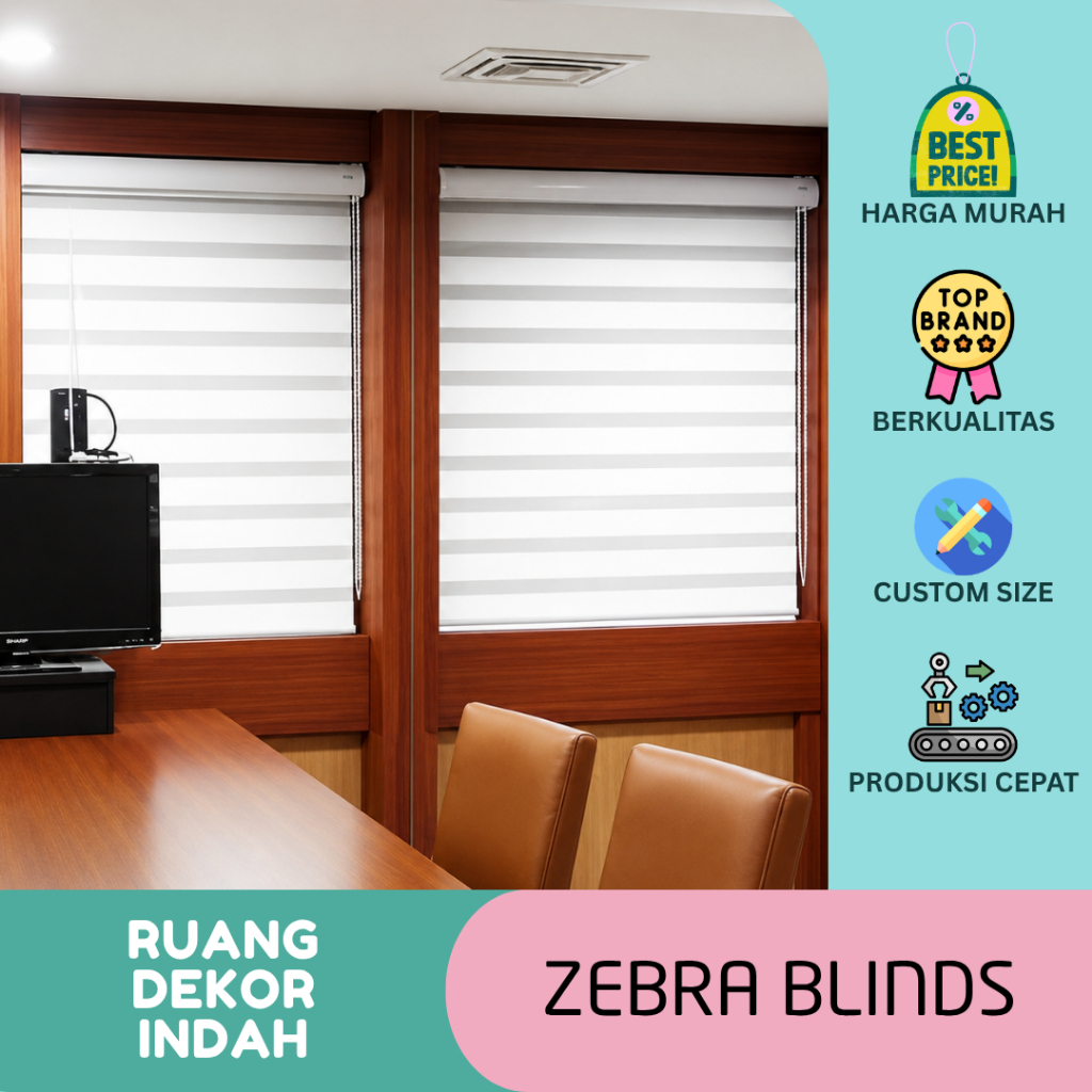 Zebra Blind Eco Slim Merk Sharp Point Tirai Modern Gorden zebra