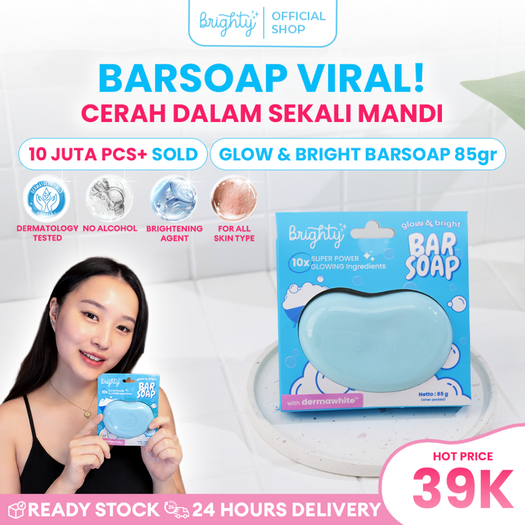 Brighty Glow & Bright Bar Soap sabun pencerah sabun whitening terbaru whitening soap sabun badan sab