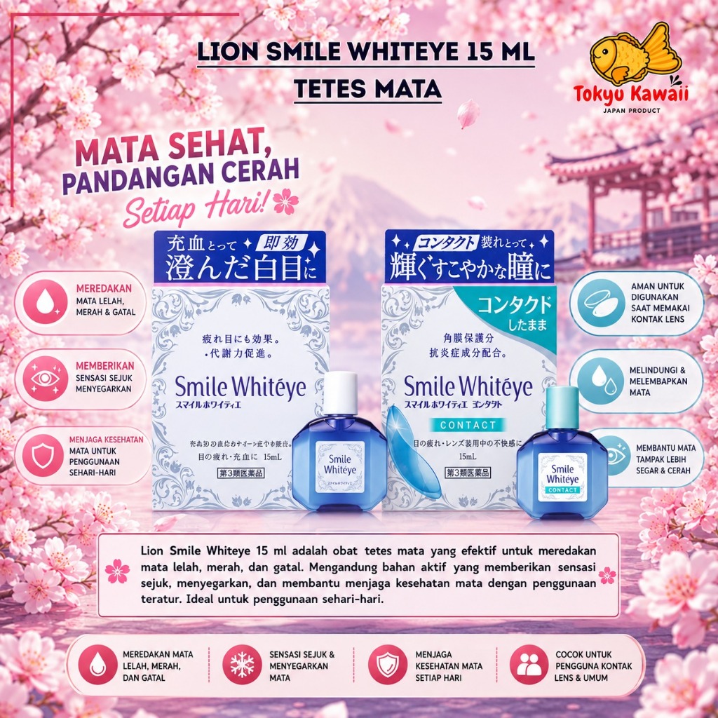 Lion Smile Whiteye Jepang, Tetes Mata Jepang, Eye Drops Jepang Whitening Mata, Tetes Mata Mata Merah