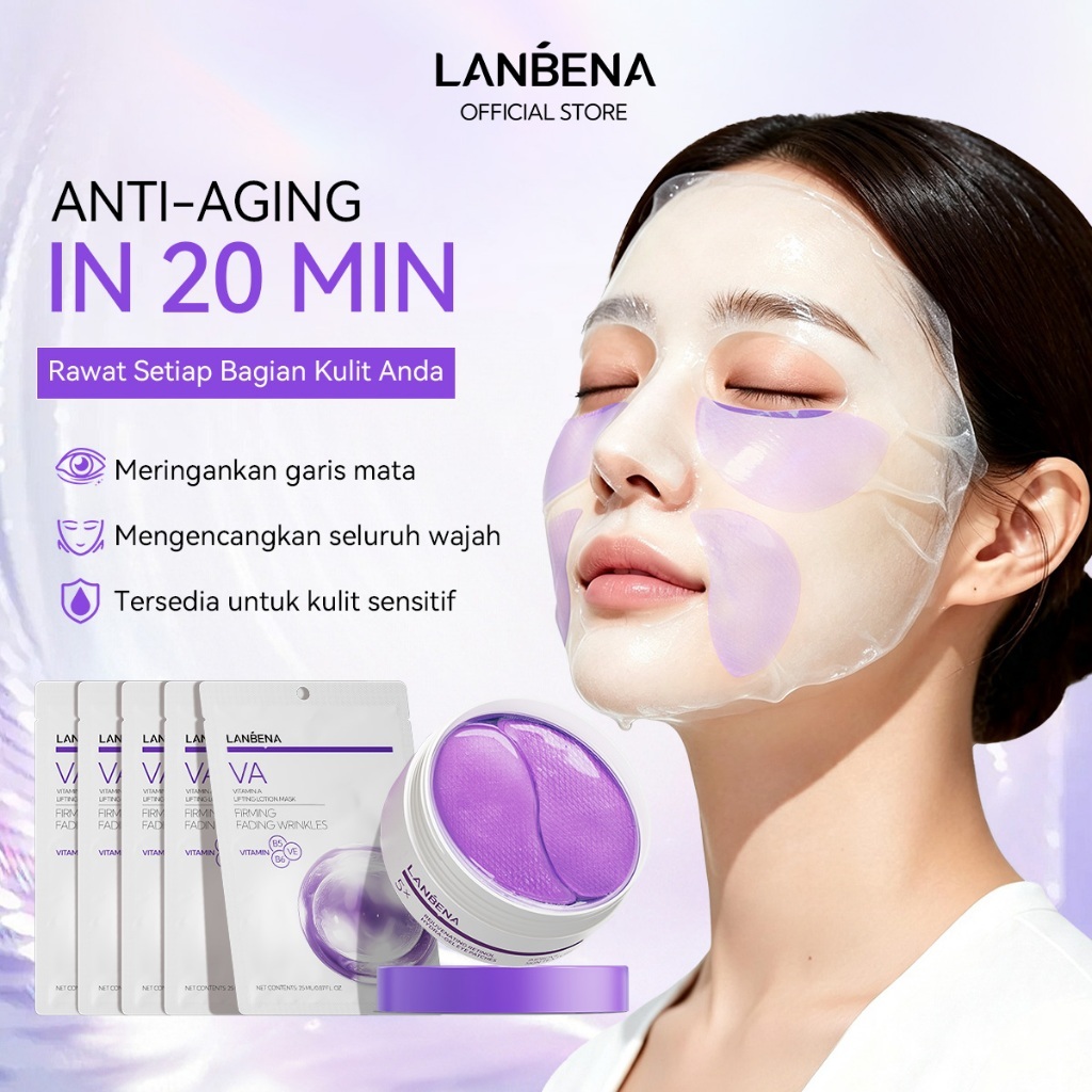 LANBENA Retinol Eye & Face Skincare Set (60pcs+5PCS) - Masker Mata, Mencerahkan Melembabkan Moisturi