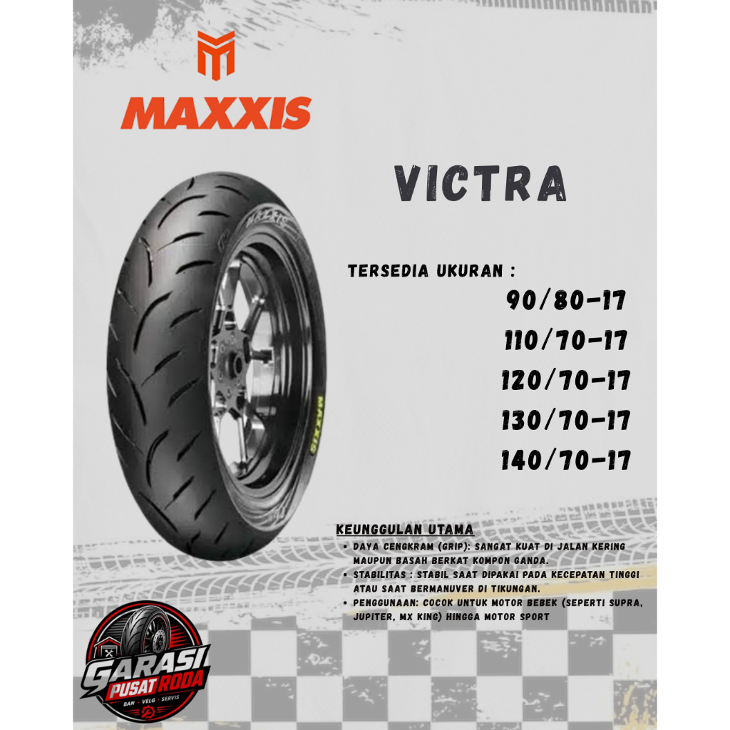 BAN MOTOR MOGE MAXXIS VICTRA RING 17 DEPAN BELAKANG TUBELES MOGE R15 R25 CB150R CBR150