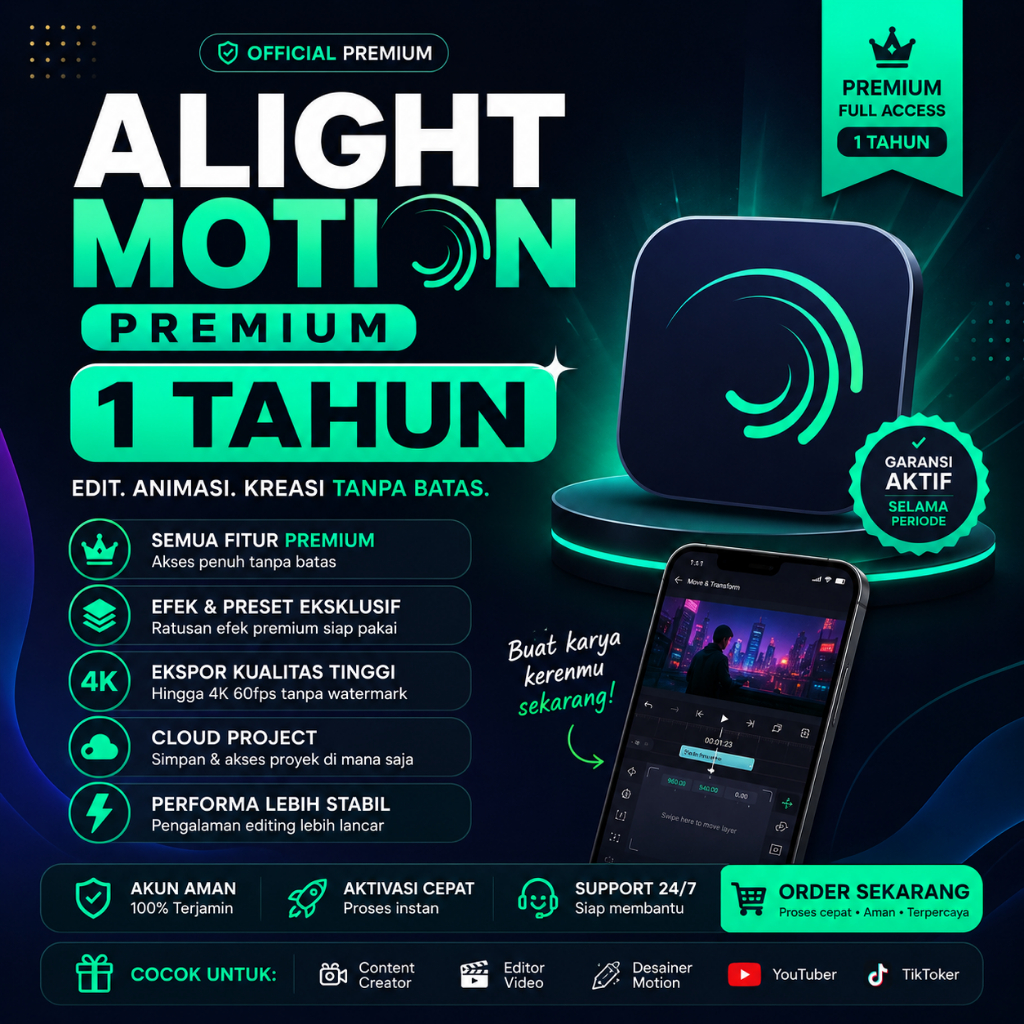 ALIGHT MOTION PREMIUM 1 TAHUN | PRO | FULL FITUR | NO WATERMARK | AKTIVASI CEPAT