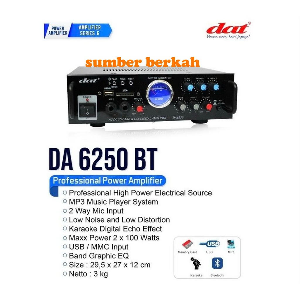 AMPLI DAT DA6250 PROFESIONAL KARAOKE AMPLIFIER DAT DA 6250