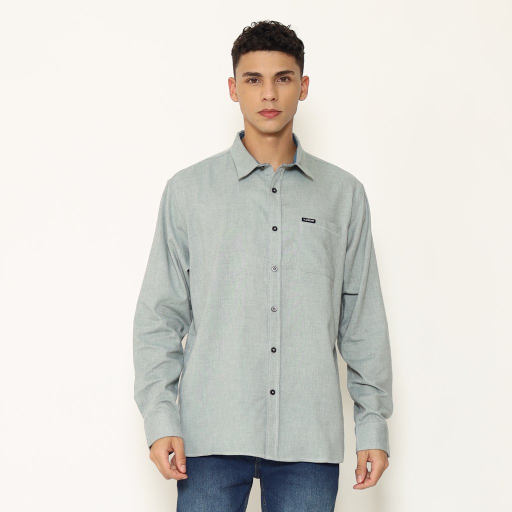 Planet Surf Clothing Kemeja Lengan Panjang Pria Common Planet Surf