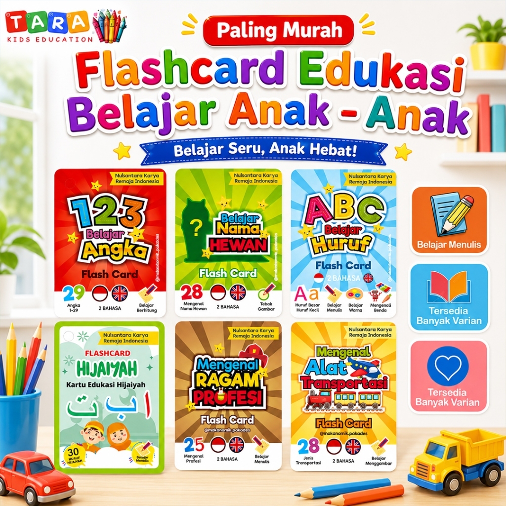 TARA - Flash Card Mainan Edukasi Anak / Flashcard Kartu Pintar Belajar Anak