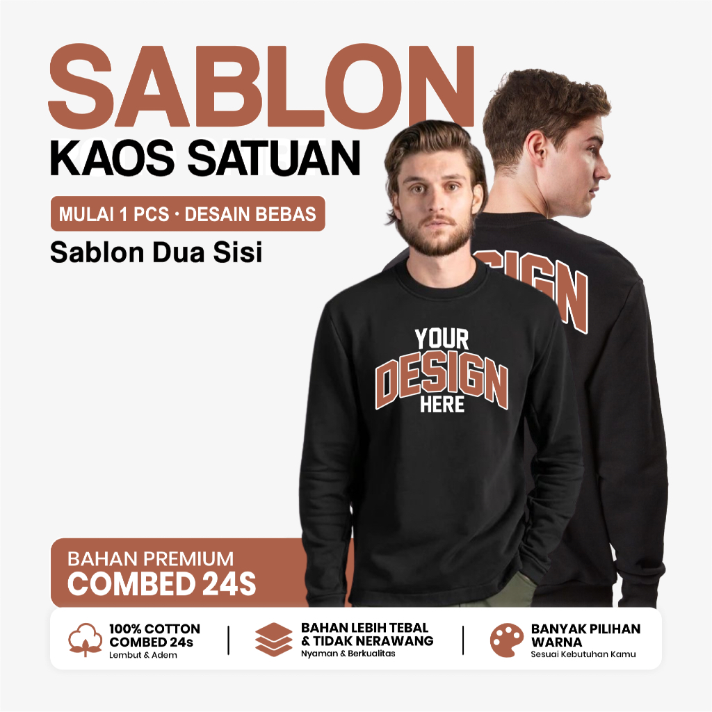 [Lebih Tebal] Sablon Kaos Custom Satuan Desain Suka-suka / Kaos Sablon Custom / Custom Kaos Sablon /