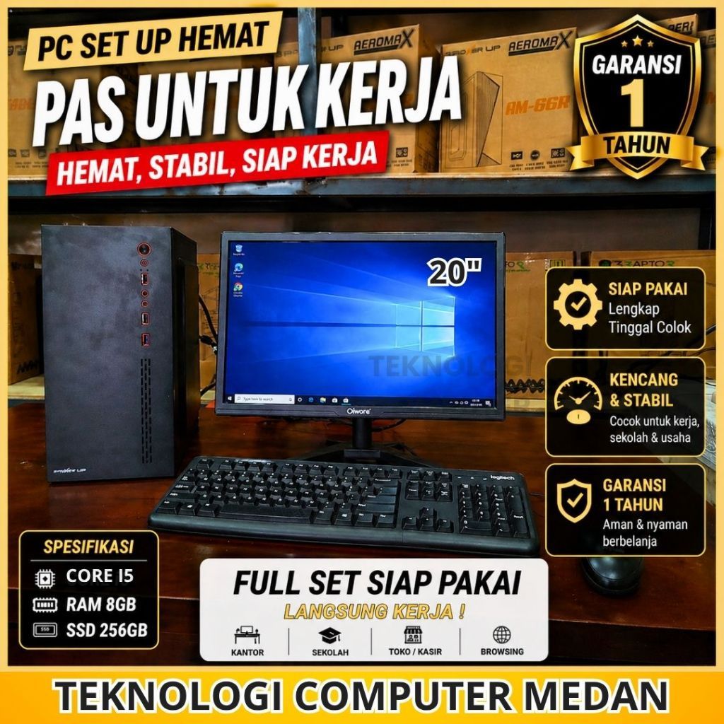 Core i5 | Full Set 20" | Komputer Kantor Admin Sekolah | CPU PC Rakitan