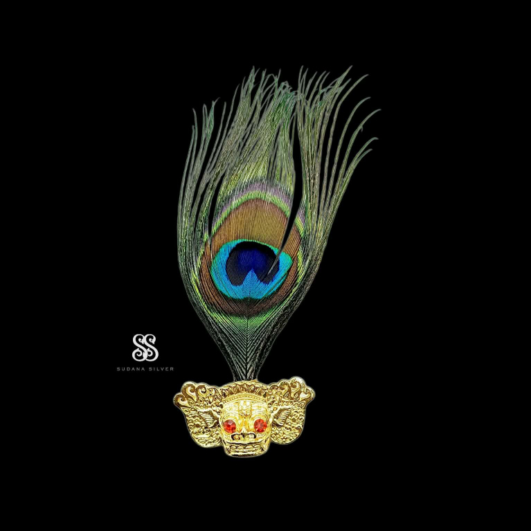 Bros Alpaka Barong Bulu Merak Aksesoris Pria Gold Plated Bali