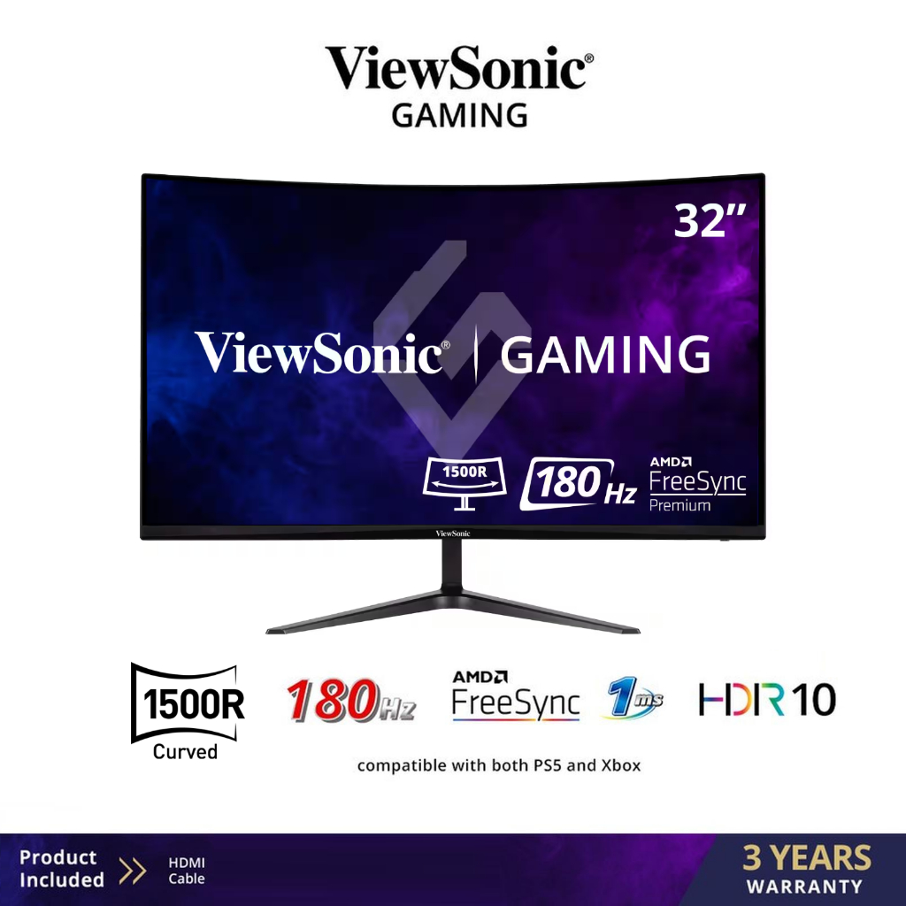 Monitor LED ViewSonic VX3218C-2K 32inch Curved 2K 180Hz 1ms 1440p Speaker Freesync DP HDMI VESA