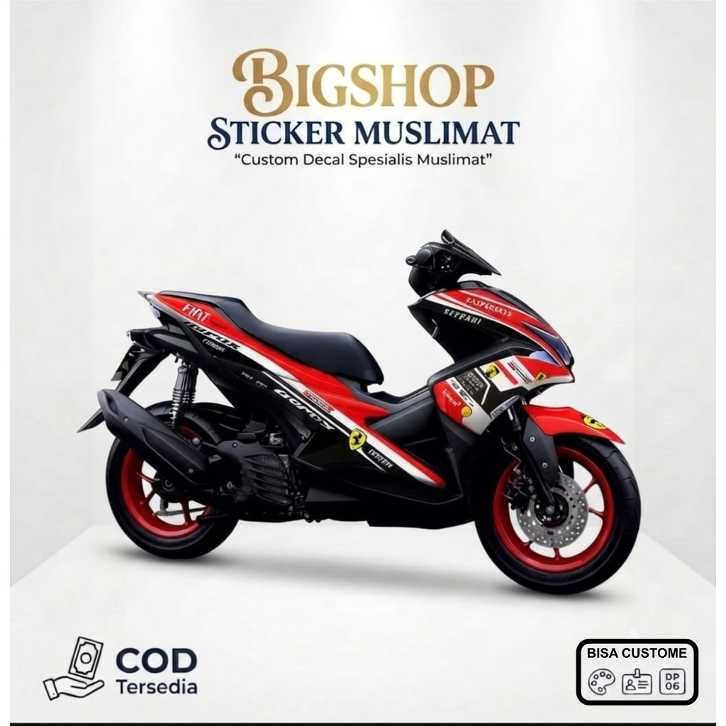 Decal Aerox 155 motif Ferrari merah kuning