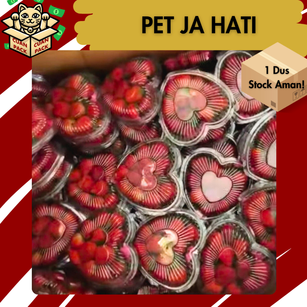 1 DUS Plastik Mika JA Hati Love L01 & L02 - Kemasan Makanan Buah Strawberry Kapasitas 250gr Snack Mi