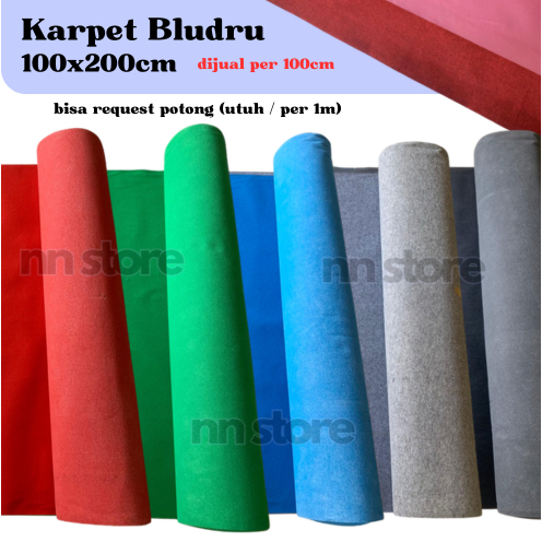 Karpet Bludru Meteran Polos ( 100x200 cm ) Babut untuk Alas Masjid Mushola Panggung / Tikar Beludru 