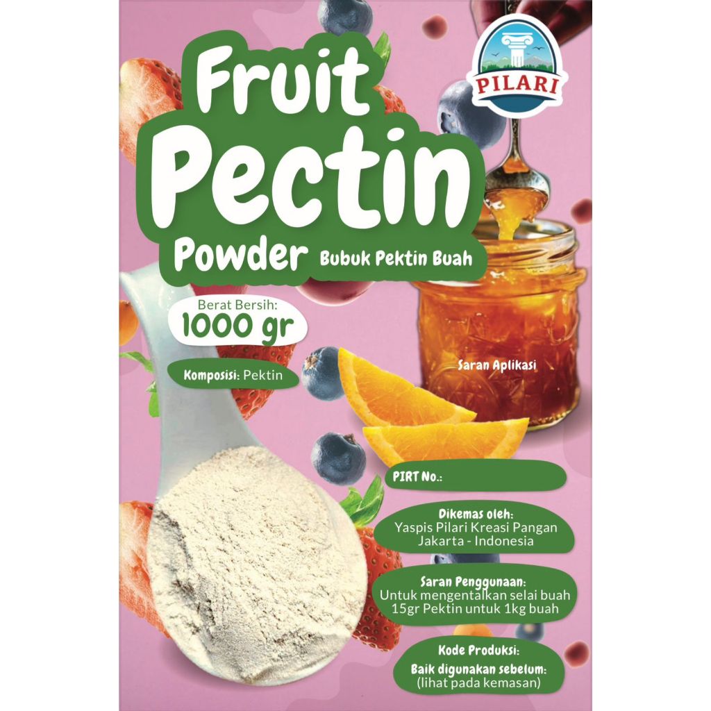 TEPUNG JAM PECTIN - PEKTIN SELAI - PECTIN POWDER FOOD GRADE 1000 GR / PREMIUM ALAMI DARI BUAH