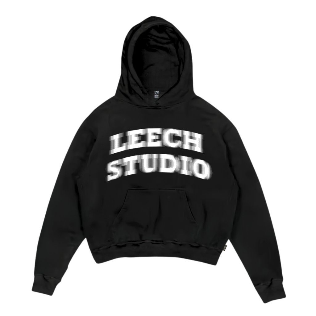 Leech.co Hoodie Boxy Oversize Wasted Black Unisex - Flecee 300GSM